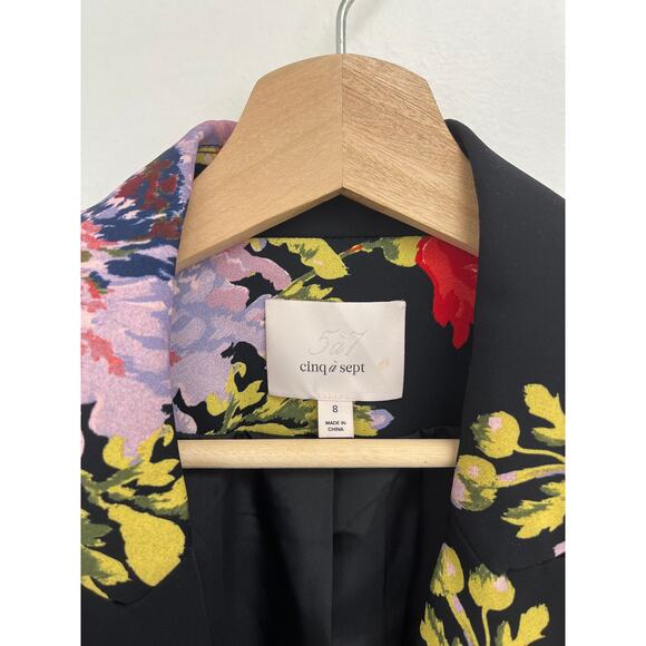 Cinq à Sept Cheyenne Chrysanthemum Scrunched Floral Print Designer Blazer Size 8 - Picture 8 of 16